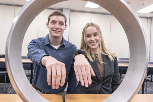 Trine Honors Two Seniors with Prestigious Engineer’s Ring