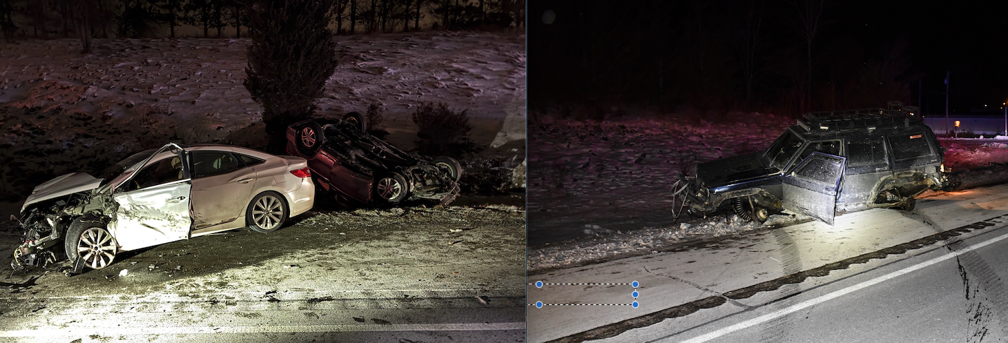 Teen Driver Injured, Two Others Hurt in Snowy Three-Vehicle Crash on U.S. 20