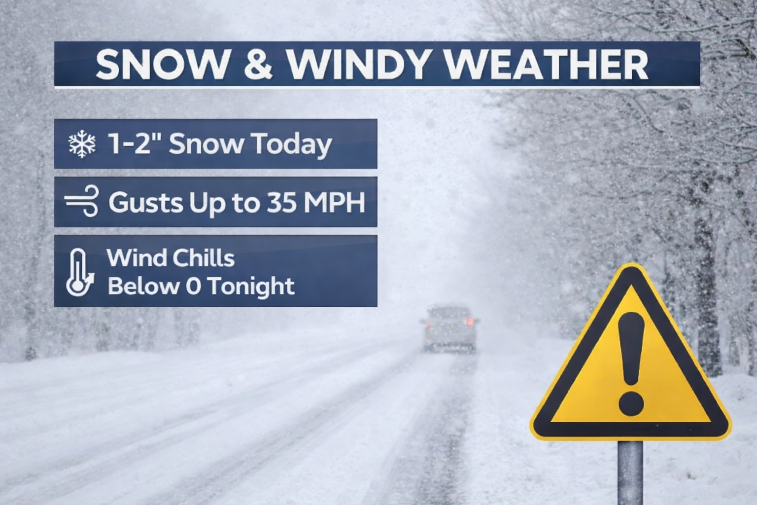 Snow, Strong Winds Set to Hit Steuben County Before Bitter Cold Moves In