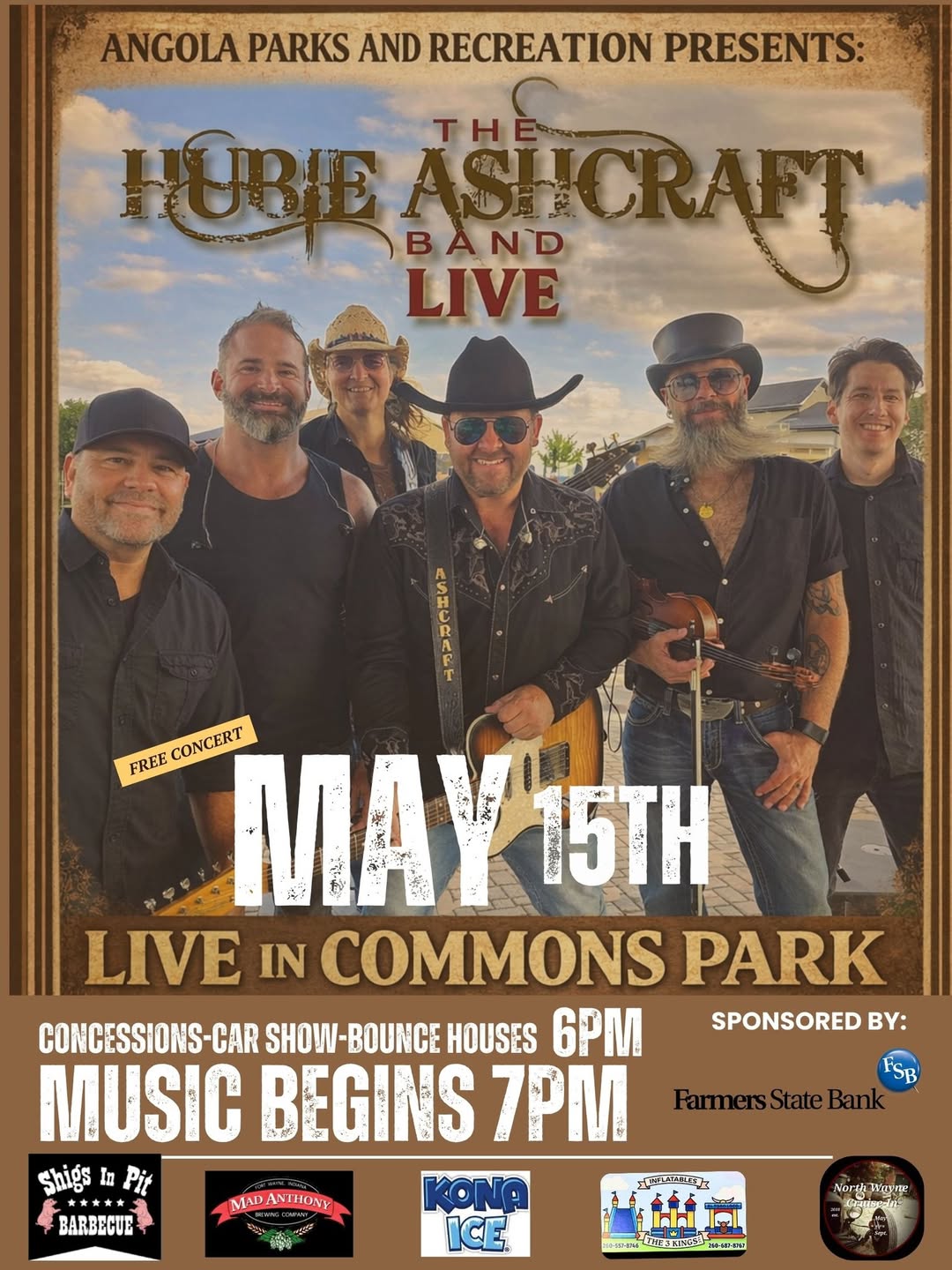 Hubie Ashcraft Band to Kick Off 2026 Concert Series at Commons Park