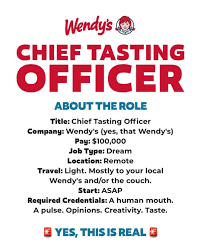Wendy's Offering $100,000 "Chief Tasting Officer" Job