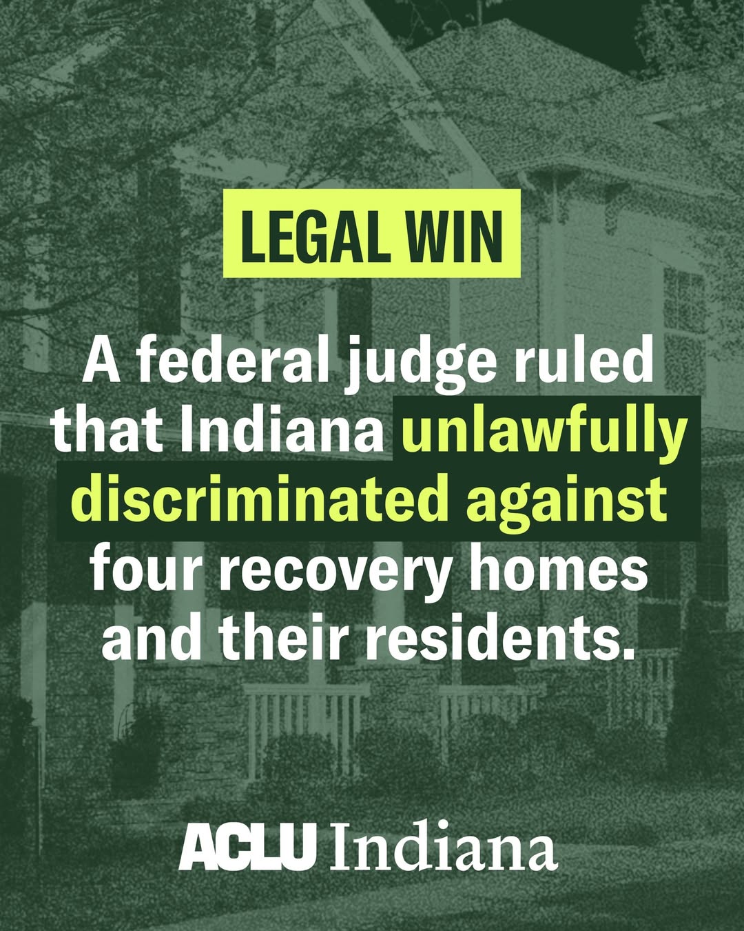 Federal Judge Rules Indiana Discriminated Against Recovery Homes