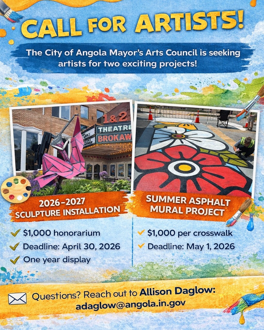 Angola Artists Invited To Apply For Downtown Sculpture, Crosswalk Mural Projects
