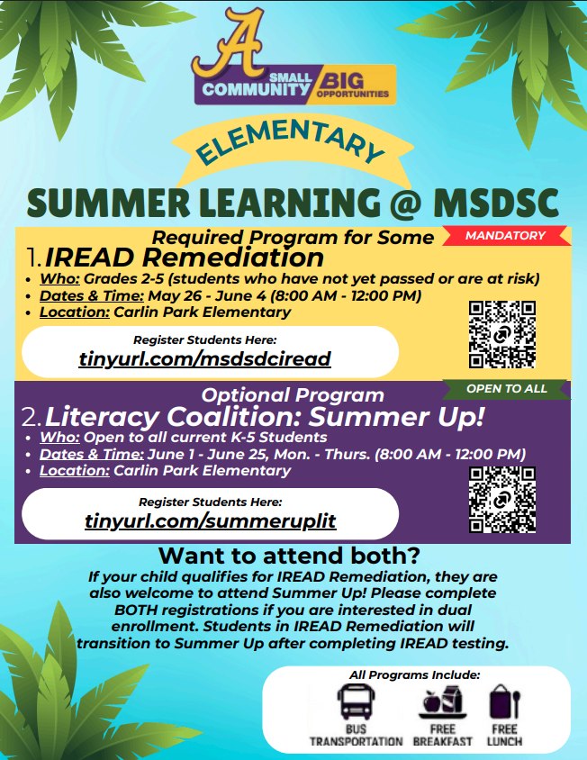 MSD Steuben Launches Summer Learning, IREAD Support At Carlin Park