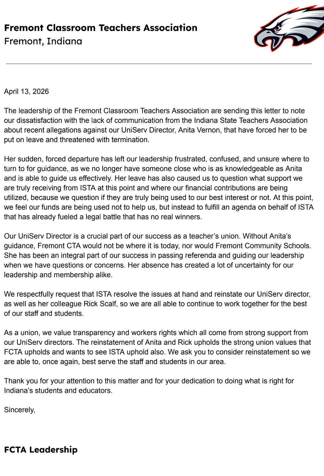 Fremont Teachers Raise Concerns Over Union Leadership Decision