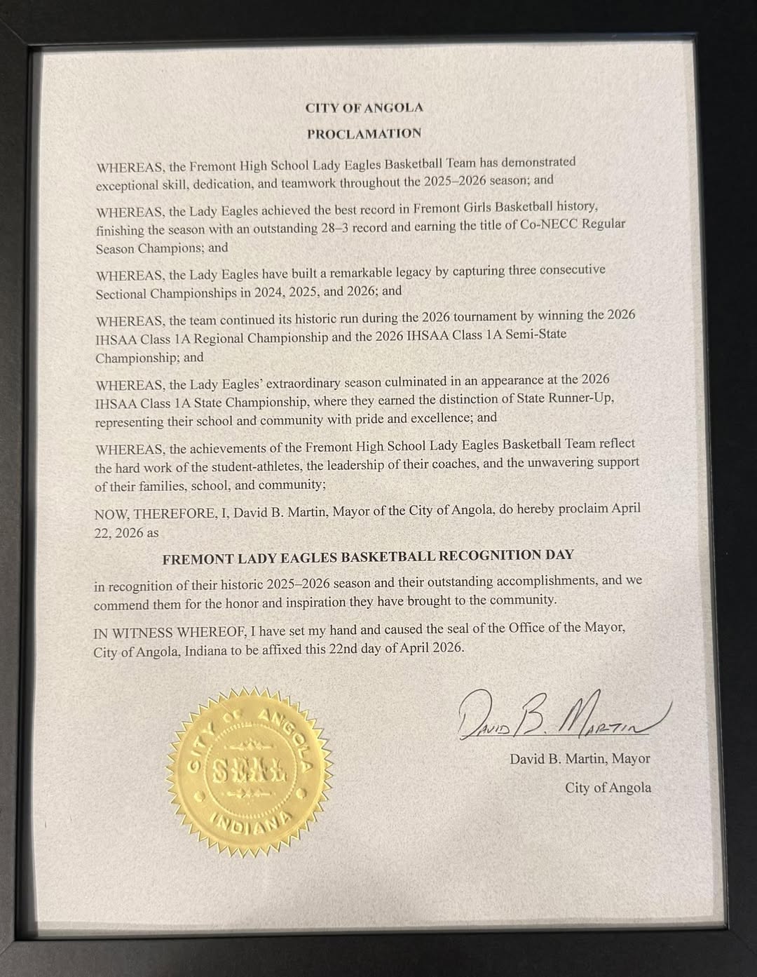 Mayor's Prayers All-Star Game Draws Crowd, Honors State Finalist Fremont Team