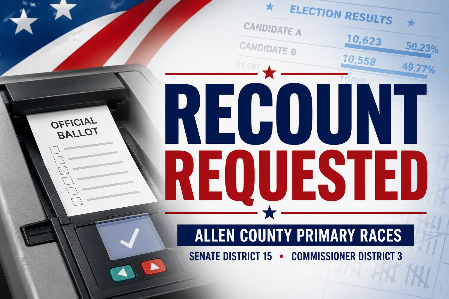 Two Allen County Republican Candidates Seek Recounts After Close Primary Races