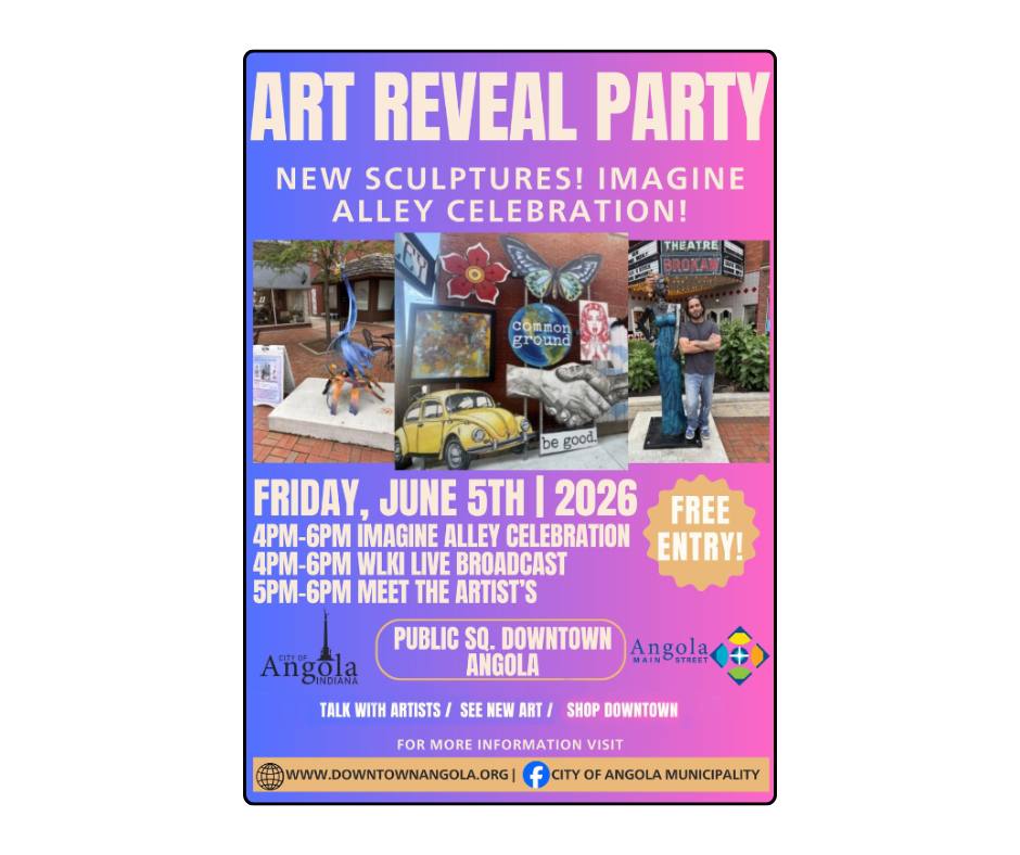 Art Reveal Party to Showcase New Public Art in Downtown Angola