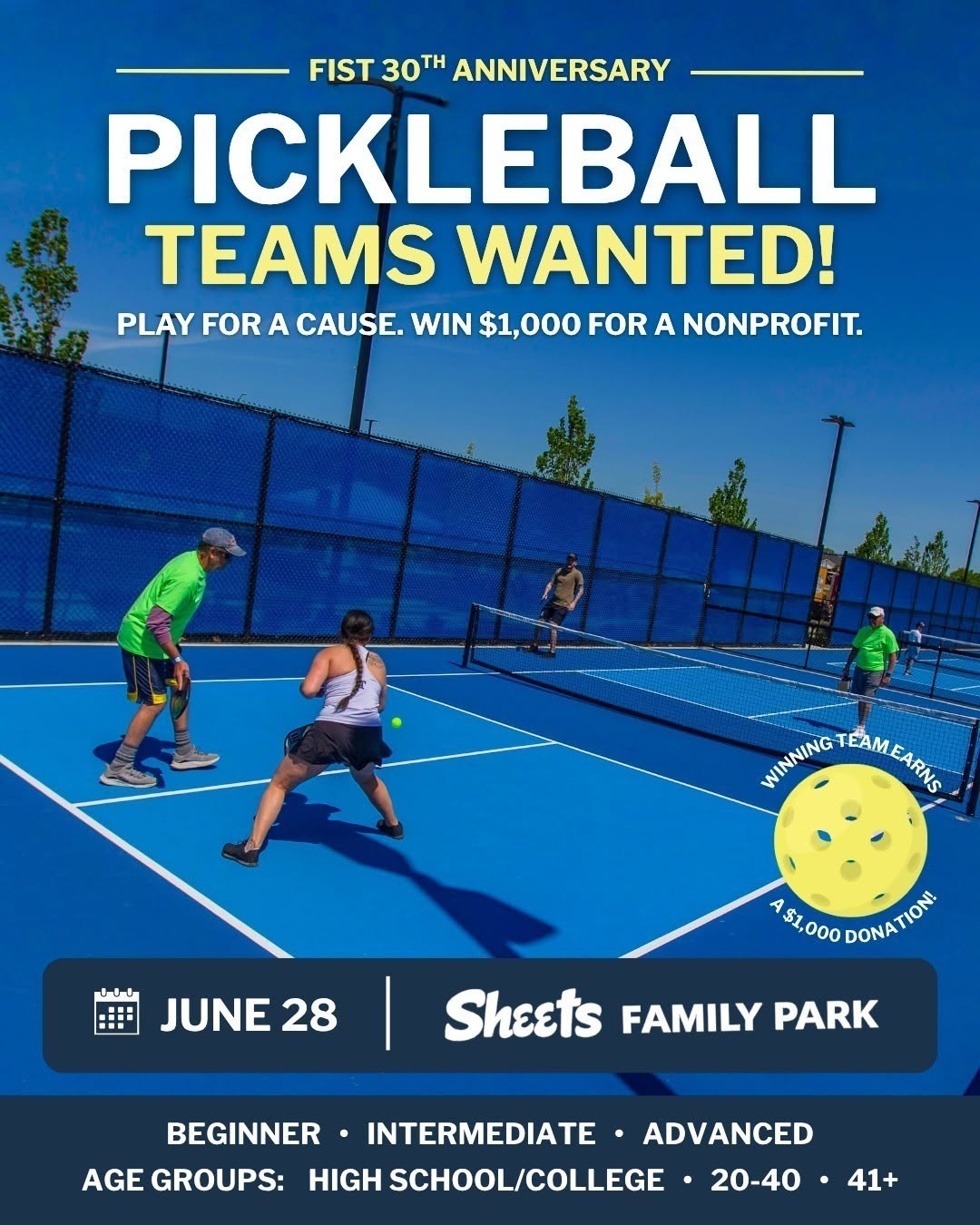 FIST Pickleball Tournament Seeking Teams For Charity Competition