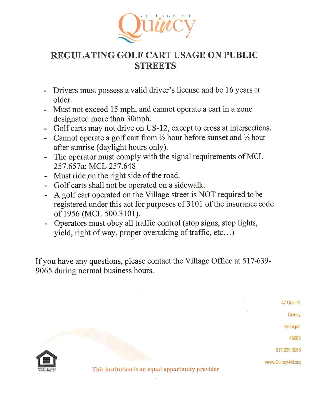 Quincy Police Remind Residents Of Golf Cart Rules