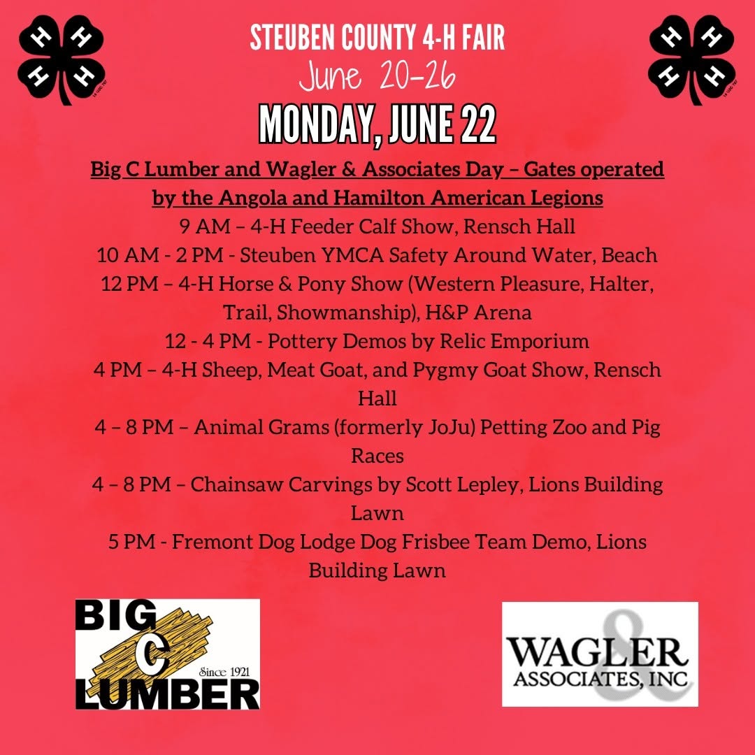 MONDAY - Steuben County 4-H Fair Continues With Full Day Of Activities