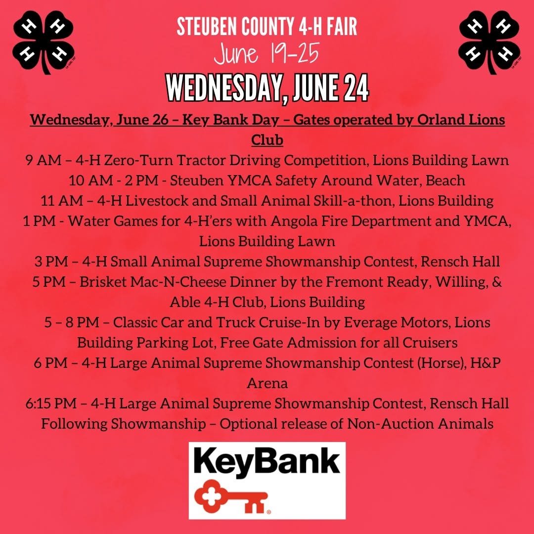 Wednesday Brings Cruise-In, Concert and Competitions to Steuben County 4-H Fair