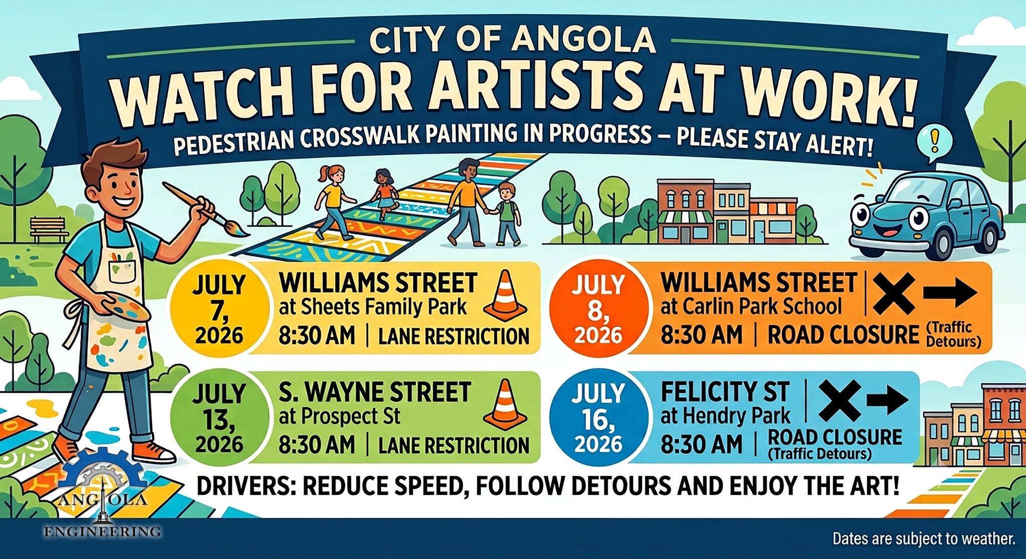 Crosswalk Painting To Affect Angola Traffic Over Next Two Weeks