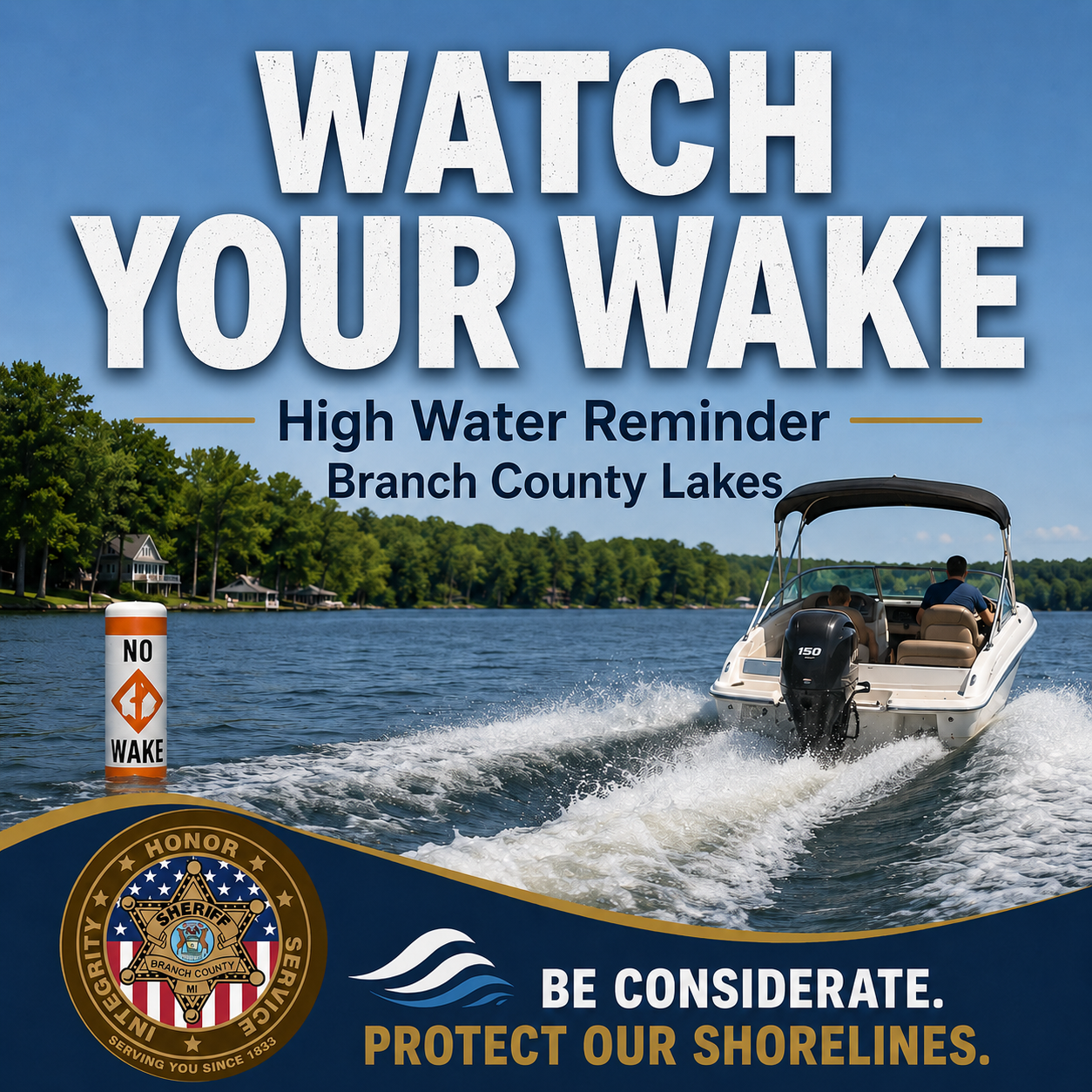 Branch County Sheriff Reminds Boaters To Watch Their Wake During High Water