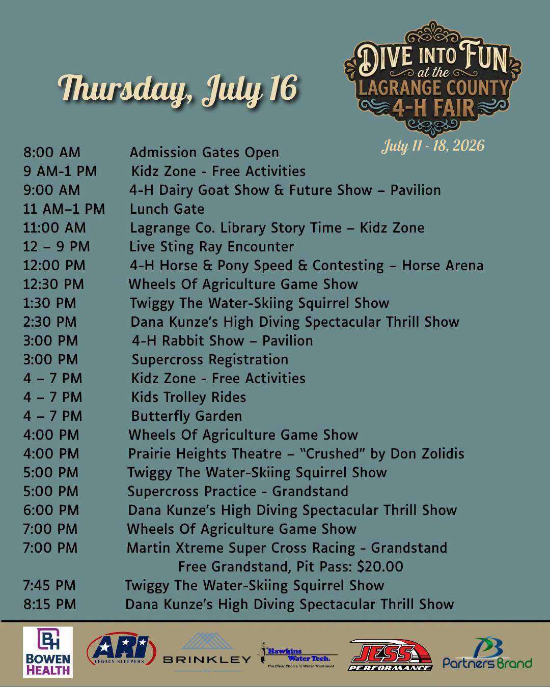 Supercross, Sting Rays and 4-H Shows Fill Thursday at LaGrange County Fair
